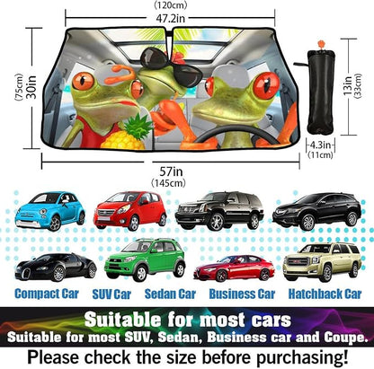 Funny Frog Car Windshield Sunshade Umbrella Funny Car Sun Shade Foldable Window Shades Cover 57 x 30 in - Image 3
