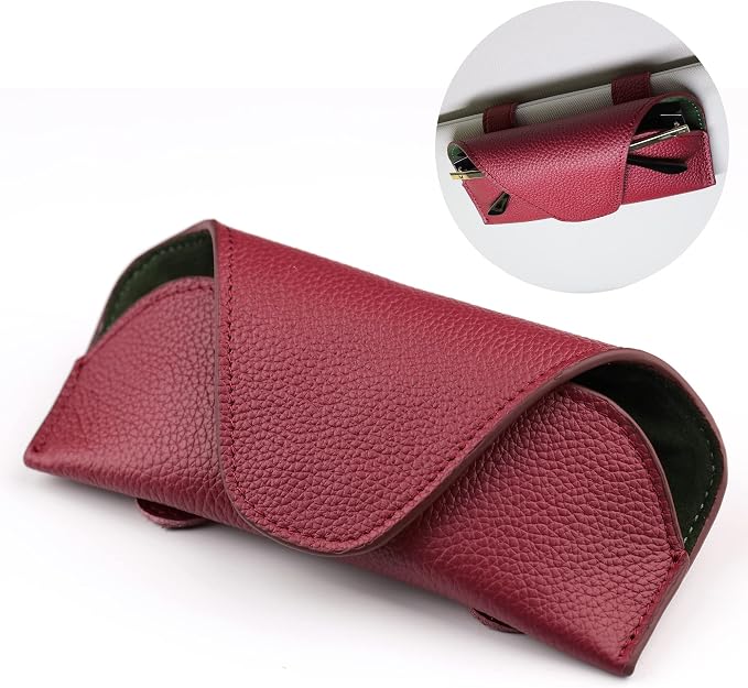 Magnetic Sunglass Holder for Car Visor, Leather Car Glasses Holder | Red Visor Accessories Eyeglasses Holder Glasses Storage Case - Image 8