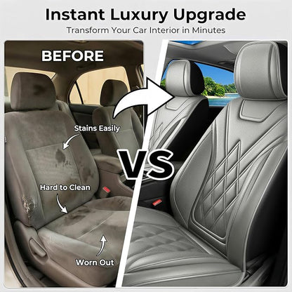for Subaru Impreza 2012-2025 2026 Car Seat Covers, Full Set, Gray | Luxury Full Coverage Leather Seat Protectors, Waterproof Breathable, Non-Slip, Easy to Install, Airbag Compatible, All-Season - Image 6