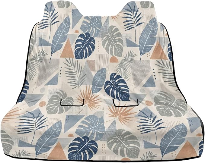 Tropical Monstera Leaf Geometric Print Back Seat Cover, Waterproof Bench Rear Seat Cover Universal Car Seat Cover Automotive Interior Covers for Sedans SUVs Vans Trucks - Image 2
