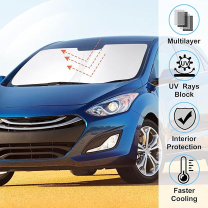 Windshield Sun Shade for 2011-2016 Hyundai Elantra Accessories | Full covered, Foldable & Durable, Block UV Rays, Reduce Heat, Easy to install, Keep Car Cooler - Image 2