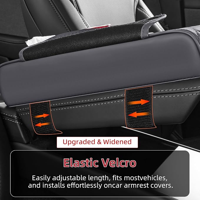 5 in 1 Nappa Leather Console Armrest Cover, Gray | Built-in cup holder, tissue slot, phone holder & 2 storage pockets, practical car accessories fit SUV sedan truck - Image 6