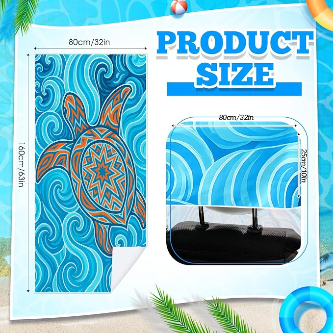 Hahafelt 2 Pack Car Seat Towel Cover with Storage Bag, Colorful Sea Turtle | 63 x 32 in Car Towel Seat Cover Non Slip Waterproof, Gym Workout Swimming Running, Machine Washable Sweat Absorbent Protector - Image 2