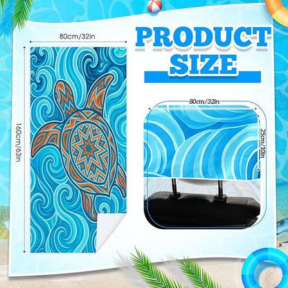 Hahafelt 2 Pack Car Seat Towel Cover with Storage Bag, Colorful Sea Turtle | 63 x 32 in Car Towel Seat Cover Non Slip Waterproof, Gym Workout Swimming Running, Machine Washable Sweat Absorbent Protector - Image 2