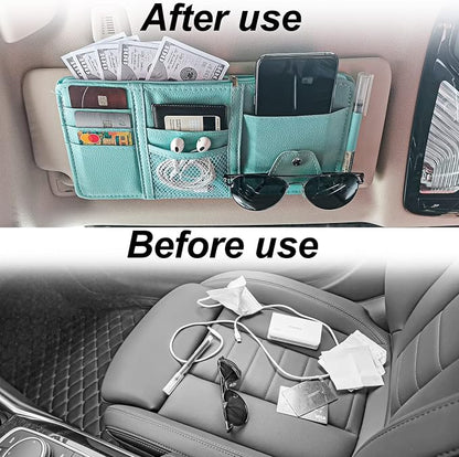 Keedolla Blue Car Sun Visor Organizer, Auto Car Sun Visor Gift Card Holder Storage Organizer Travel Document Holder with Zipper Pocket for Sedan, Trucks, SUV - Image 8