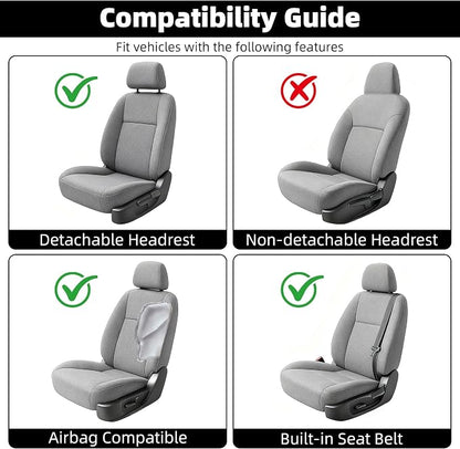 2Pcs Gray Linen Car Seat Covers Front Seats Covers for Car Van SUV Truck | Breathable Cloth Fabric Durable Non-Slip Car Seat Protector - Image 7