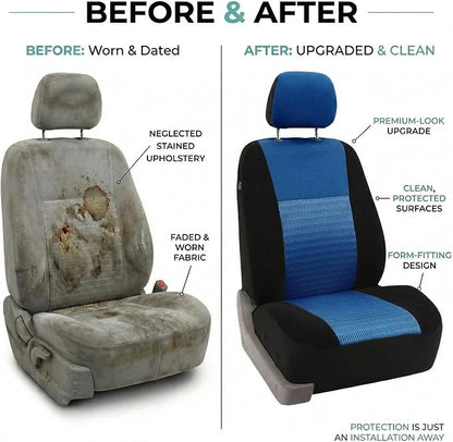 FH Group Universal Car Seat Covers Front Set for SUV Truck Sedan Vans | 3D Textured Breathable Fabric Seat Cover Set Protector with Airbag Compatible Interior Upgrade - Blue - Image 9