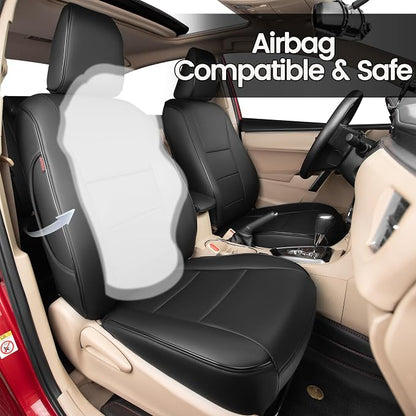 HKZ Custom Fit Corolla Car Seat Cover for Toyota Corolla 2023 2024 2025 2026 L LE (Gasoline Model Only),5-Seats Full Set - Faux Leather (Black) - Image 4