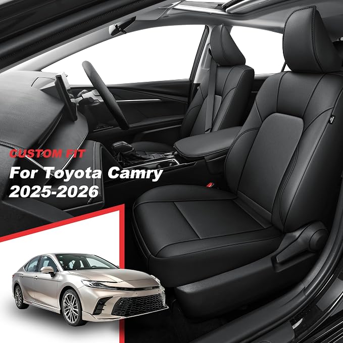 TTX LIGHTING Custom Fit for Toyota Camry Front Seat Covers 2025 2026 | Original Seat Pattern | Full Coverage | Easy Install | Faux Leather | Shield Your Car Seats - Image 2