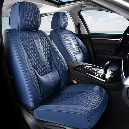Coverado Front Seat Covers, Car Seat Covers Front Seats, Nappa Leather Seat Covers for Cars, Waterproof Seat Covers with Lumbar Support Universal Fit for Most Cars SUV Trucks (Front, Blue) by COVERADOAUTO