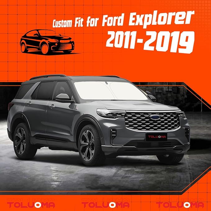 Custom Fit Windshield Sun Shade for Ford Explorer 2011-2019 - Full Coverage, 210T Reflective Fabric, Double-Layer Design - Blocks 99% UV Rays, Keeps Car Cool, Easy to Install and Store - Image 7