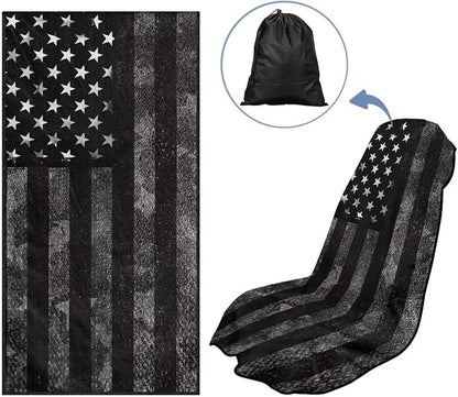 SEANATIVE Car Seat Towel Cover for Front Seats, Sweat-Absorbent Bucket Seat Cover for Gym, Running, Swimming, Beach and Hiking, Universal Fit for Cars, Trucks, SUVs, Black US Flag Print - Image 5