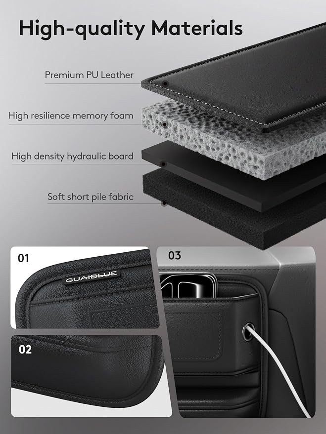 2 Pack Car Seat Gap Filler Organizer with Sun Visor Organizer | PU Leather Seat Gap Filler for Phone, Keys, Cards & Sunglasses, Front Seat Storage Side Pocket for Cars SUVs Trucks - Image 6