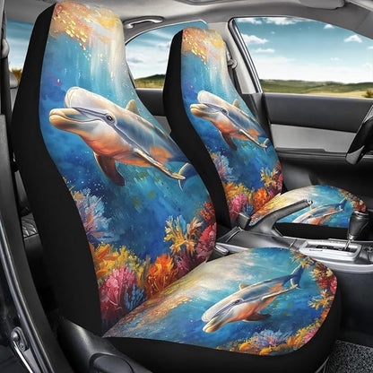 Dolphin Animal Car Seat Covers Two Front Only for Car, Automotive Interior Covers Front Seat Protectors, Car Accessories Universal Fit Seat Covers for Car, Truck, SUV - Image 4