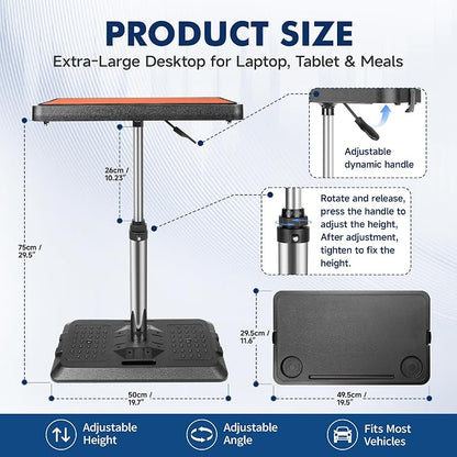 Extra-Large Car Seat Tray Table with Desk Mat,Adjustable Car Desk for Laptop,Portable Travel Tray for Front Passenger,Rear & Driver Seat,Car Eating Table for Work, Dining & Road Trips - Image 2