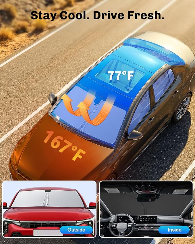 SXCY for 2025 2026 Kia K4 Windshield Sunshade for 2026 Kia K4 Accessories Sunshade Foldable Sun Shield 2025 K4 Sunshade Sun Protector Front Windows Sun Protection Block UV Rays - Image 4