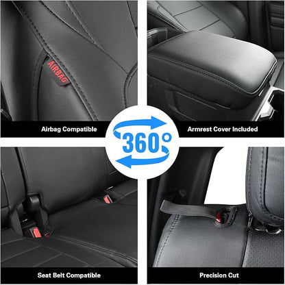 Tacoma Hybrid Seat Covers Full Set for 2024-2026 Toyota Tacoma TRD Sport,TRD Off-Road,Limited,Trailhunter Pickup,Fully Covered,Waterproof Leather Car Seat Protector (Black) - Image 4
