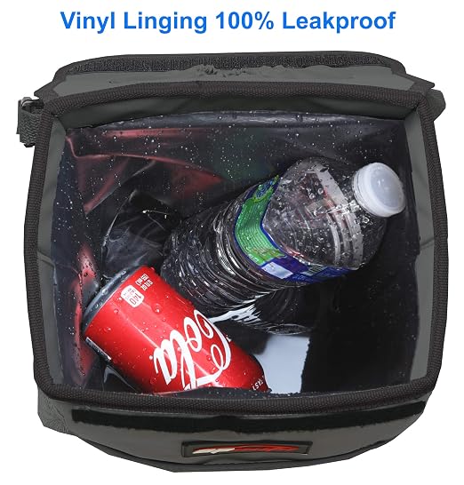 EPAuto Waterproof Car Trash Can with Lid and Pockets, 2.5 Gal, Dark Gray | Leakproof, Collapsible Multipurpose Car Bin with 3 Side Storage Pockets, Adjustable Straps - Image 6