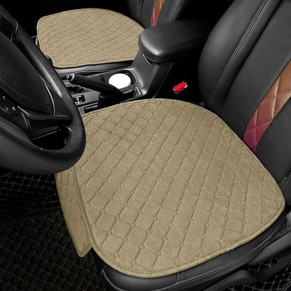 surpassme Comfortable Car Seat Covers Universal Front Seat Covers for Car Accessories with Storage Pockets, Padded Car Interior Covers for Automotive, SUV, Truck, and Van(Khaki) - Image 2
