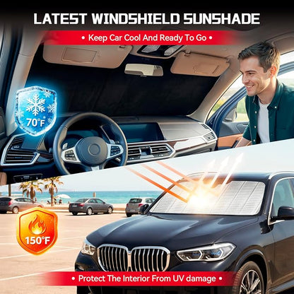 Windshield Sun Shade for Toyota Tacoma 2018-2023 | Custom Fit, Car Front Window Cover, Foldable Sunshade, 5-Layer Thermal Insulation, Blocks Heat & UV Rays, Keep Car Cool - Image 2