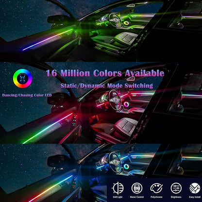 Dreamcolor Acrylic Interior Car LED Strip Light, RGB 6 in 1 Fiber Optic Ambient Lighting Kits, 16 Million Colors Sound Active Function Car Neon Lights with Wireless APP - Image 4