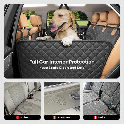 REEVAA Dog Car Seat Cover for Back Seat, Hard Bottom, L, Black+Orange | 450 lbs Extender, 45% More Space for 2-4 Large Dogs, Waterproof, Zippered Mesh Window, Fits for SUV Medium Truck - Image 7