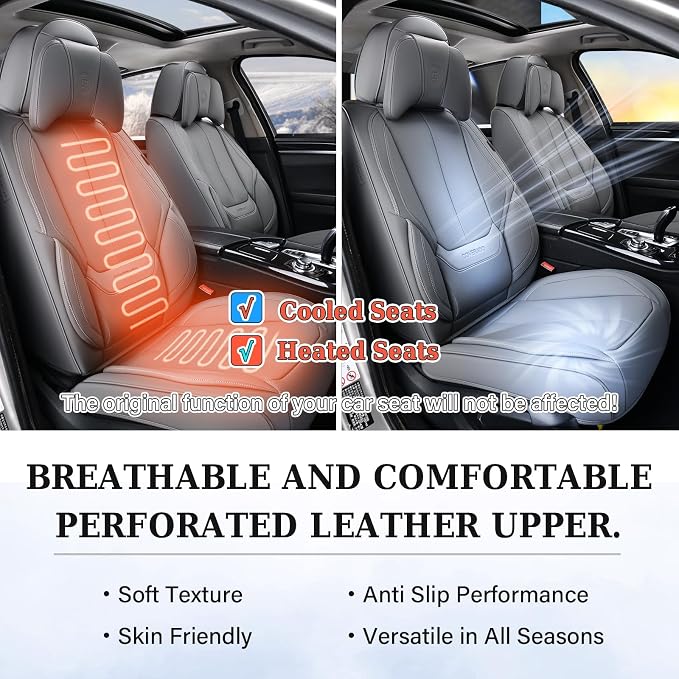 Coverado Car Seat Covers, Seat Covers for Cars, Waterproof Leather Auto Seat Protectors, Leather Car Seat Cushion, Car Interiors Accessories Universal Fit for Most Cars - Image 7