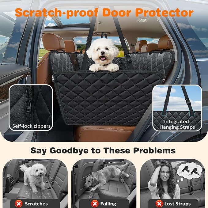URPOWER XL Dog Seat Cover for Full-Size Truck Back Seat, Waterproof Hammock | Mesh Window, Side Flaps, 600D Oxford, Scratch Resistant, Non-Slip, Easy Install, Machine Washable, Pee Pad Included - Image 3