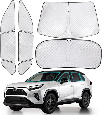 XCBYT 2019-2024 RAV4 Window Shade, 8-Pack Blackout Privacy | 6-Layer blocks heat for lunch breaks, camping. keep full privacy/car cool, Tuck into frames to prevent falling when door open - Image 9