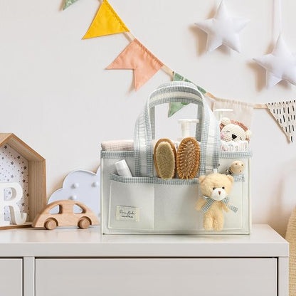 PeraBella Diaper Caddy Organizer with Handle, Baby Shower Gifts Basket Bag, Registry Search Must Haves Items, Nursery Storage Organizer for Newborn Girl Boy, Baby Bag Essentials, Car Diaper Caddy Cart - Image 9
