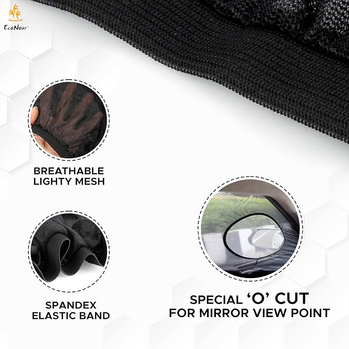EcoNour Car Front Side Window Sun Shades Compatible for Toyota Tacoma | 2 Pack Breathable Super Stretchy Mesh Sun Shade | Heat Block UV Protection Car Window Screen Covers | Mosquito Net Curtains - Image 2