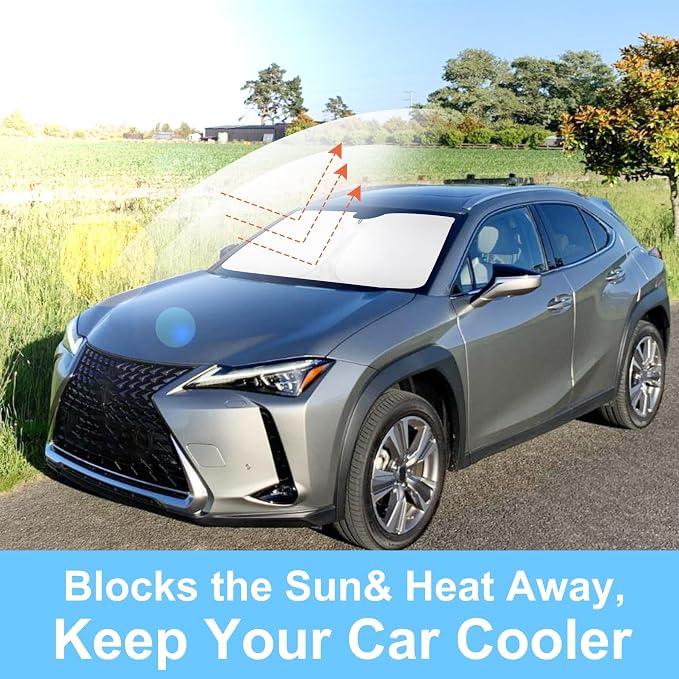 Windshield Sun Shade for 2019-2026 Le-xus UX200/250h/260h/300h/300e | Full covered for windshield, Foldable & Durable, Block UV Rays, Reduce Heat, Easy to install, Keep Car Cooler - Image 6
