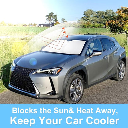 Windshield Sun Shade for 2019-2026 Le-xus UX200/250h/260h/300h/300e | Full covered for windshield, Foldable & Durable, Block UV Rays, Reduce Heat, Easy to install, Keep Car Cooler - Image 6