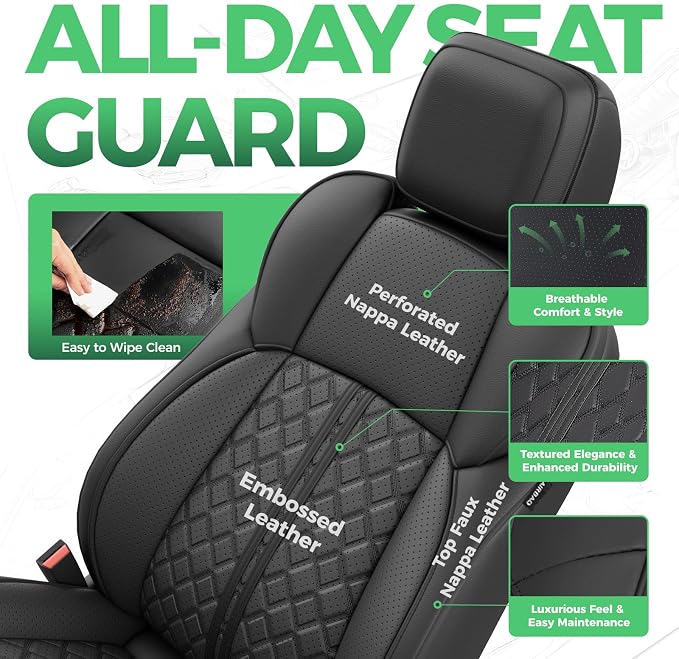 RIDEPOSH Custom Leather Seat Covers for Toyota Tacoma Double Cab 2024-2026 | full set, BK, OEM fit, premium waterproof leather, anti-slip, extra pockets, long-term durability, airbag compatible - Image 2