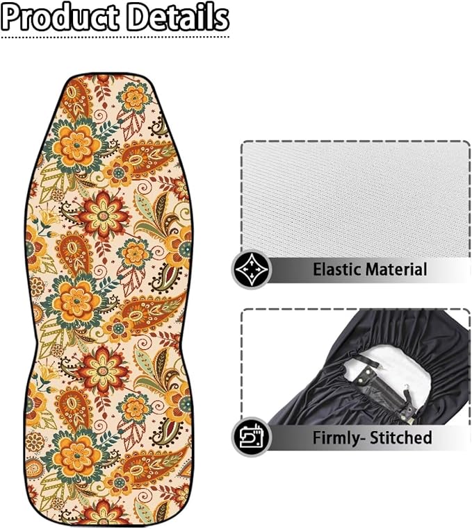Fall Boho Mandala Front Car Seat Covers Thanksgiving Decorative Driver Seat Cover Full Wrapping Edge Automotive Seat Cushion Covers Car Interior Accessories Compatible with SUV,Sedan - Image 4