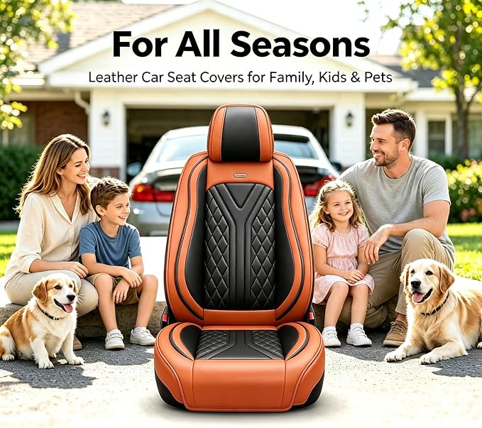 for GMC Yukon 2007-2026 Car Seat Covers, Full Set, Brown | Luxury Full Coverage Leather Seat Protectors, Waterproof Breathable, Non-Slip, Easy to Install, Airbag Compatible, All-Season - Image 9
