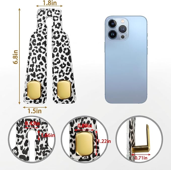 Car Hooks for Headrest: 2Pcs Car Headrest Hook with Leopard Leather | With Double Metal Hooks - Purse Hook For Car - Car Headrest Hooks - Car Bag Hooks for Purses, Handbags, Bags - White Leopard - Image 3