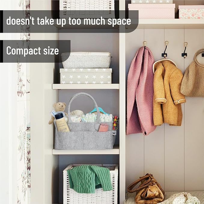 Mr. Pen- Baby Diaper Caddy Organizer, Gray, Medium | Nursery Storage Bin and Car Organizer for Diapers and Baby Wipes - Image 6