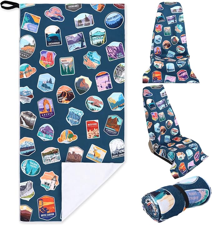 Hahafelt Car Seat Towel Covers Christmas Car Accessories Gifts Athletic Running Towel Performance Microfiber Post Workout Sweat Washable Cover Non Slip for Seat Outdoor Sport (National Park) - Image 8