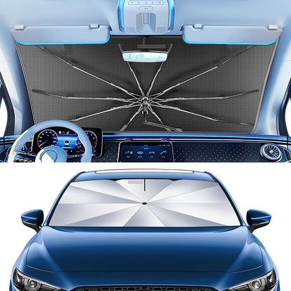 [Upgrade] Portable for Mazda 3 2019-2025 Accessories Hatchback/Sedan Windshield Sunshade[Military-Grade Sturdy] with Carry Bag, 2 in1 Ice Crystal Durable Compact Shade Umbrella UPF50+ Outdoor Camping - Image 7