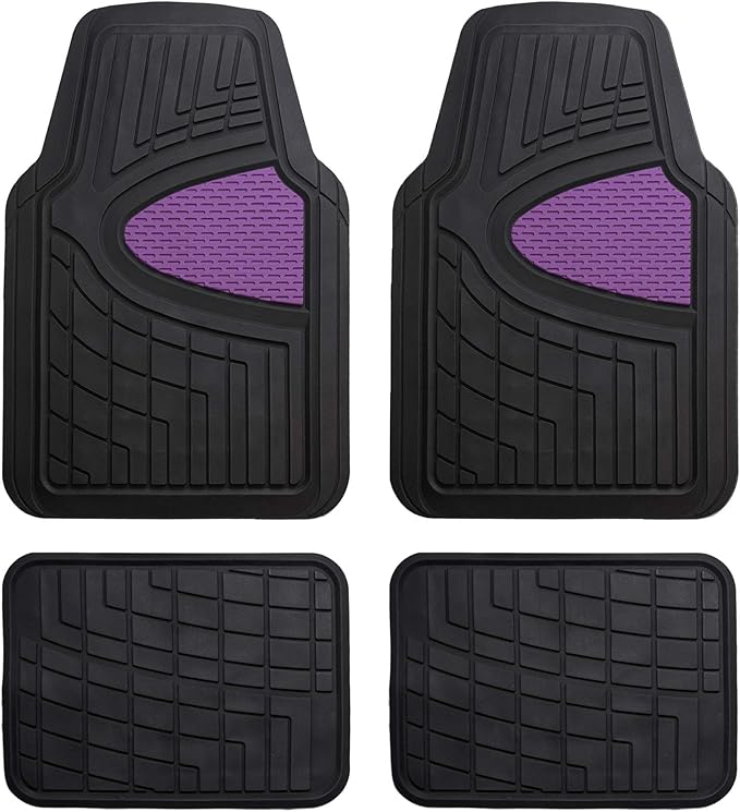 FH Group Automotive Floor Mats - Heavy-Duty Rubber Floor Mats for Cars, Universal Fit Full Set, Climaproof Floor Mats, Trimmable Floor Mats for Most Sedan, SUV, Truck Floor Mats Purple by FHGroup