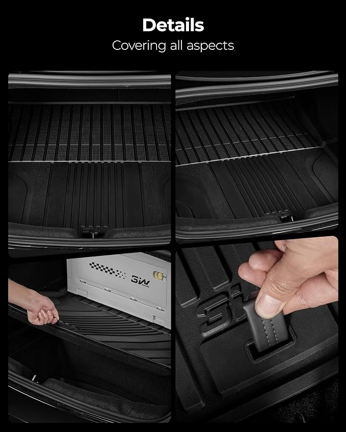 3W Cargo Liner Fit for 2024 2025 2026 Tesla Model 3 Highland,Trunk Mat Set | Frunk Rear Liners, Custom Fit, TPE, All Weather Waterproof, Model 3 Accessories, Black, Over 10 Years Lifespan - Image 8