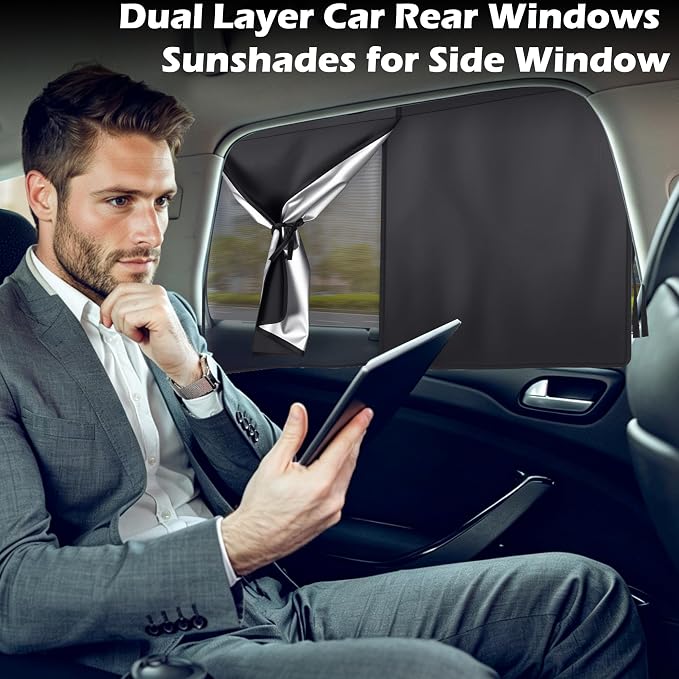 Car Window Shades, 2 Pack Magnetic Side Window Sun Shade for Baby | Car Sun Shade Side Window, UV Protection Car Curtains, Car Privacy Window Shade, Full Covers/Half Back Shade Window Sunshade - Image 6