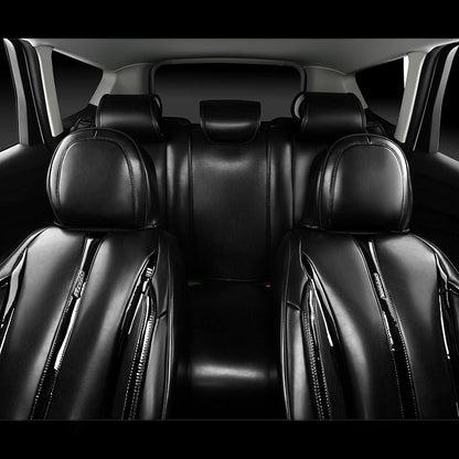 CAR PASS Ultra+ Nappa Patent Leather Car Seat Covers Full Set Universal Cushioned,Soft Breathable Waterproof Anti-Slip Driver Seats Backrest for SUV Pick-up Truck Sedan,5 Seats Aether Lustre All Black - Image 7