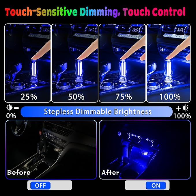 4 PCS USB Touch Dimmable Retro Glass Bottle Car Night Light | Portable design, 4 Blue, fits car interior, bedroom, hallway, indoor outdoor decor - Image 5