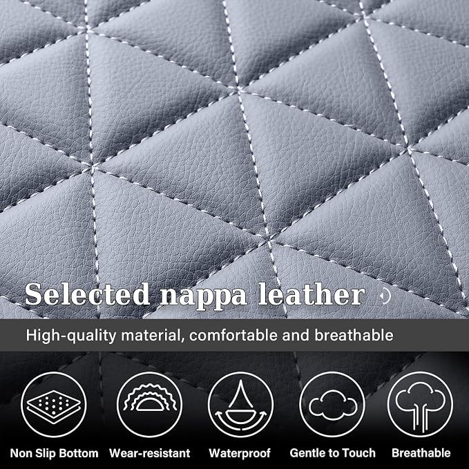 Coverado Car Seat Covers Full Set, Waterproof RAM 1500 Seat Cover Compatible with 2002-2026 RAM 1500 2500 3500 Crew Double Mega Quad Cab with Flat Bench, Gray - Image 6