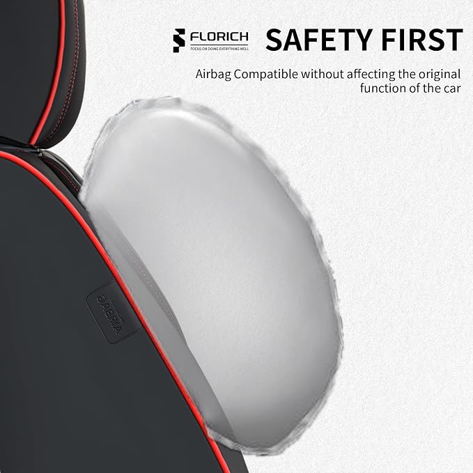 Seat Covers, Car Seat Covers Full Set, Luxury Nappa Leather Seat Covers, Breathable and Waterproof Car Seat Protector 5 Seat, Automotive Seat Covers Universal Fit for Most Cars-Black&Beige - Image 4