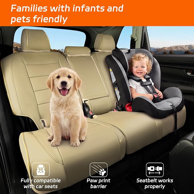 Ranaya Custom Fit Lexus Seat Covers for Lexus GX460 2012–2023 | for Base,Premium,Luxury,6-Passenger Full Set,(2nd Row Captain Chairs),Waterproof Leatherette, Pet & Kid Friendly,Beige - Image 9