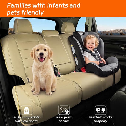 Ranaya Custom Fit Lexus Seat Covers for Lexus GX460 2012–2023 | for Base,Premium,Luxury,6-Passenger Full Set,(2nd Row Captain Chairs),Waterproof Leatherette, Pet & Kid Friendly,Beige - Image 9