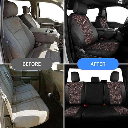 EKR F150 Seat Covers Custom Fit for (RegularCab) 2021-2026 Ford F-150 XL/XLT & 2023-2026 F250/F350/F450 SuperDuty XL/XLT,(First Row Only),Faux Leather(Black/Reed Camo) - Image 6